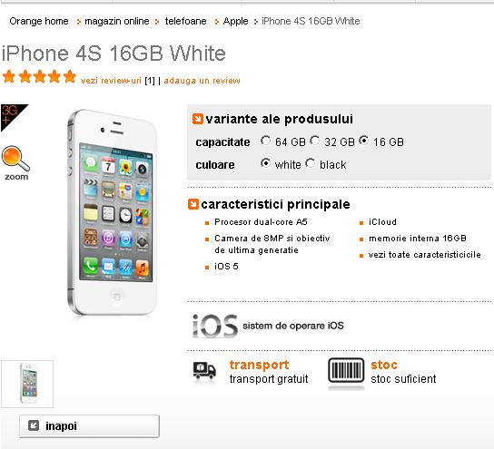 Află cât costă telefonul mobil iPhone 4S la Orange