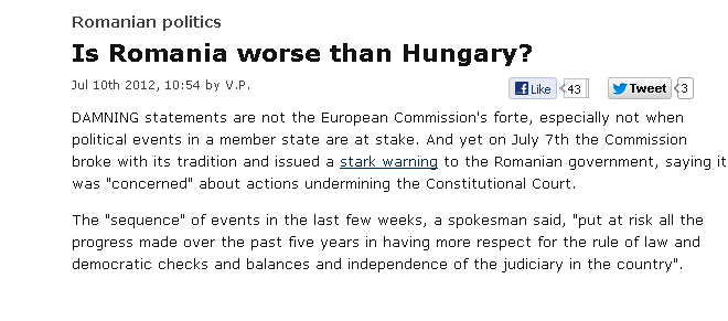 THE ECONOMIST: A ajuns România mai rău decât UNGARIA?