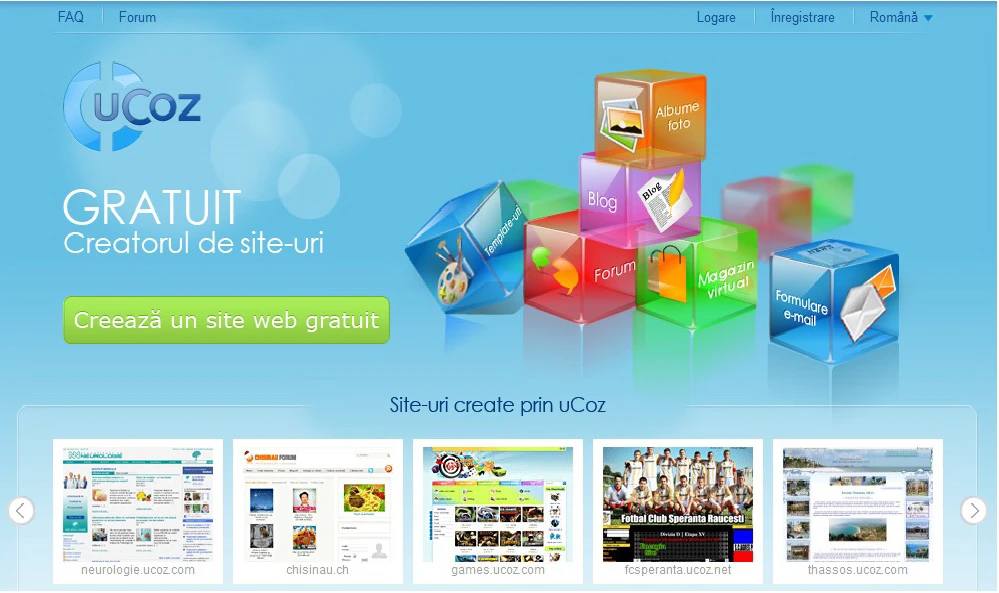 uCoz, creatorul de website-uri gratuite, acum și în limba română