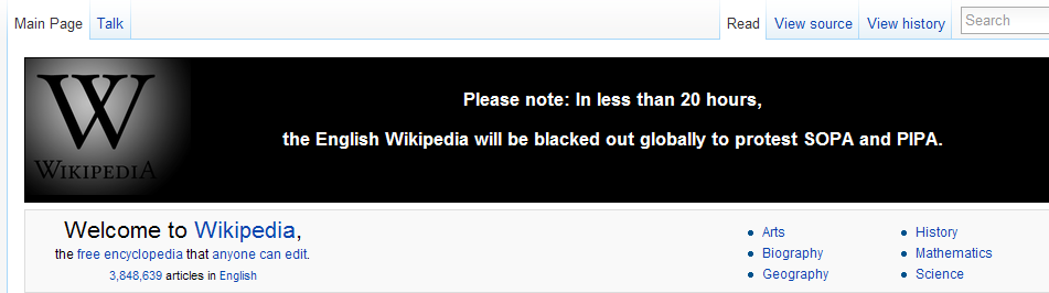 Wikipedia se închide mâine, în semn de protest la legea pirateriei