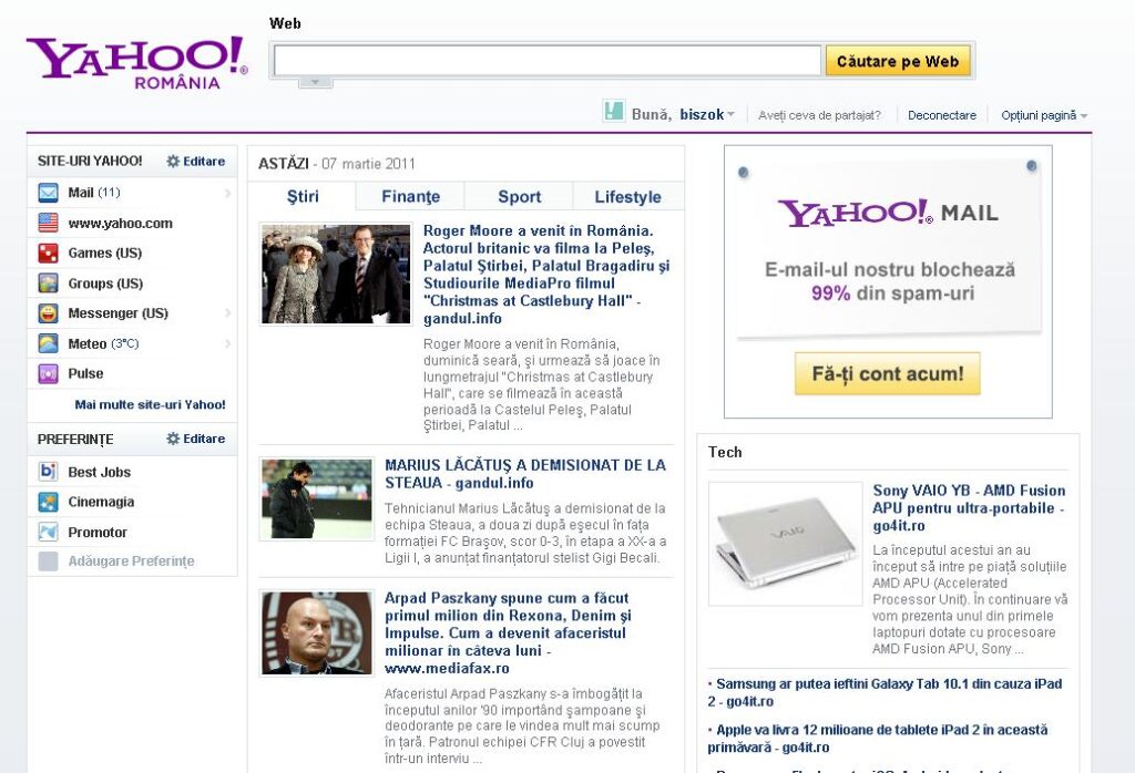 S-a lansat Yahoo! România